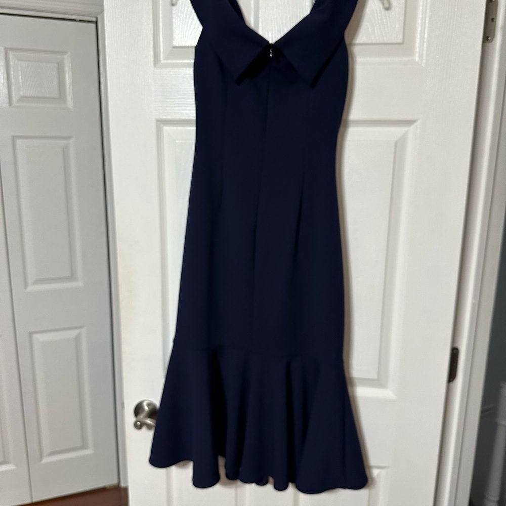 Vince Camuto Off Shoulder Crepe Flounced Cocktail Dress - Picture 8 of 15